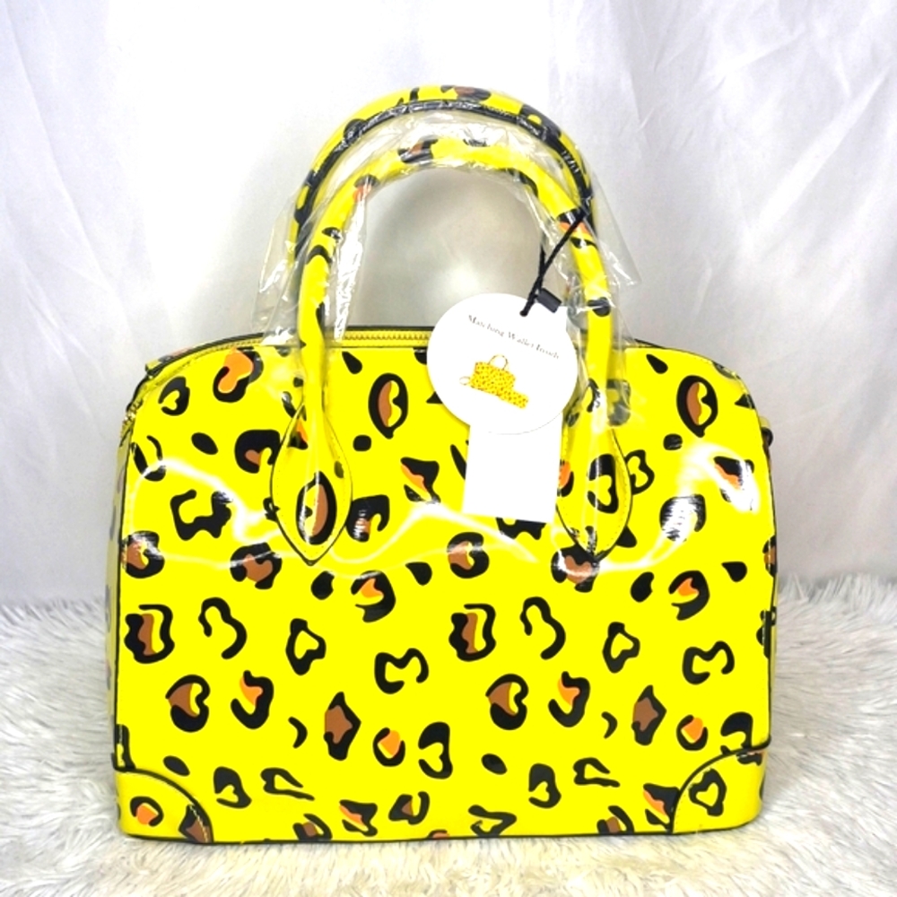 Leopard Print Vegan Leather Boston Bag & Wallet ๐๐๐ - Picture 6 of 15
